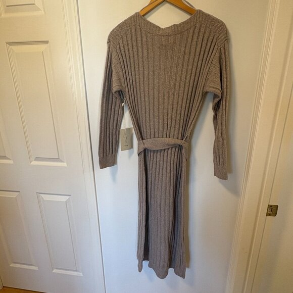 JOIE Knit Sweater Dress Brown NWT Ribbed Soft Stretchy Size M Belted - Picture 9 of 11